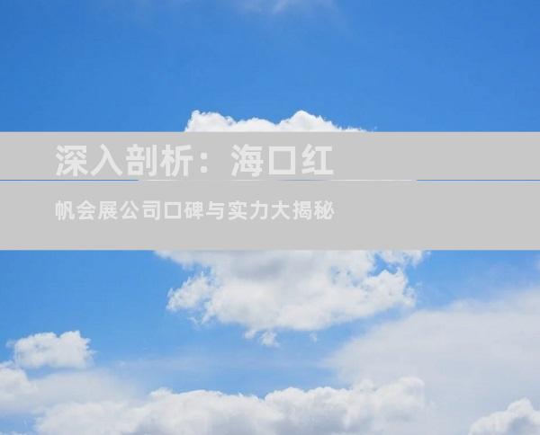 深入剖析：海口红帆会展公司口碑与实力大揭秘
